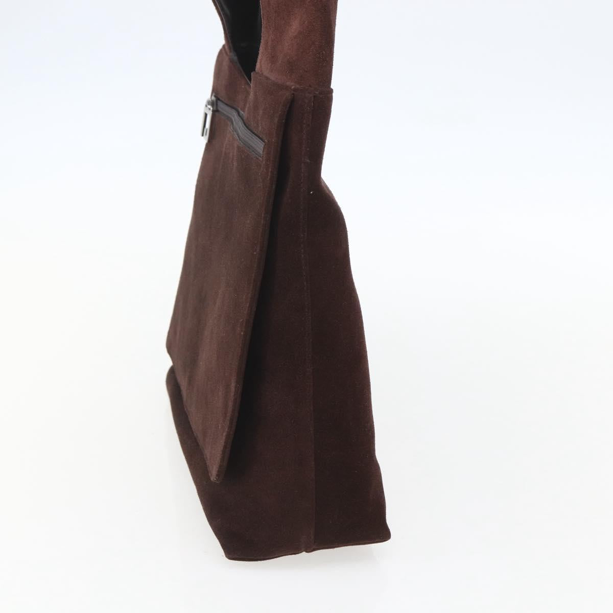 GUCCI Shoulder Bag Suede Brown Silver Auth 154501