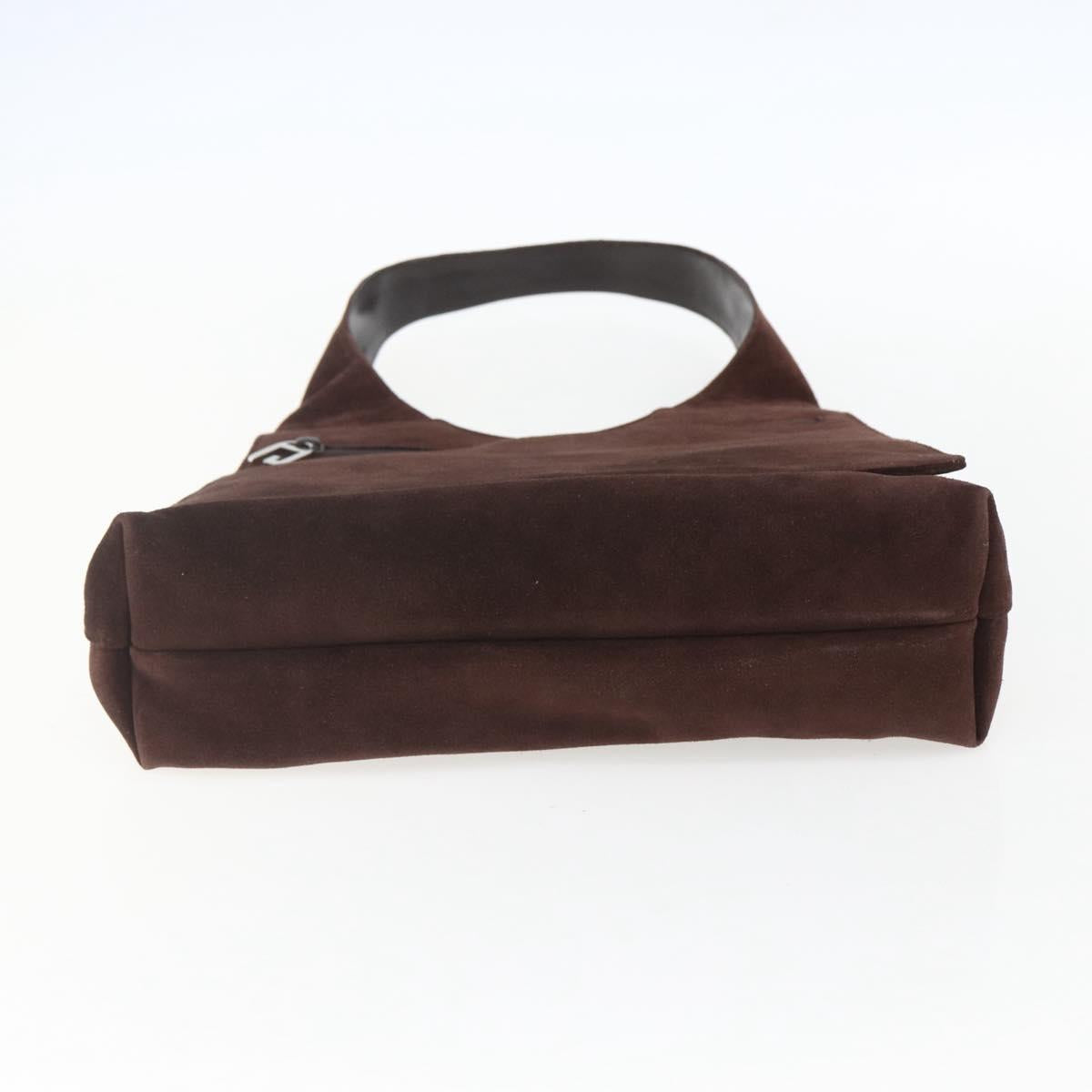 GUCCI Shoulder Bag Suede Brown Silver Auth 154501