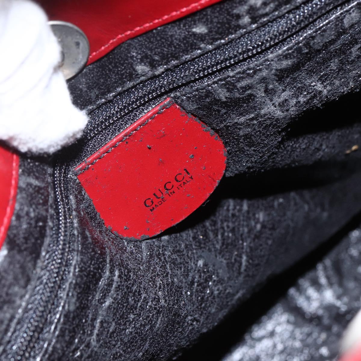 GUCCI Shoulder Bag Suede Red Silver Auth 154502