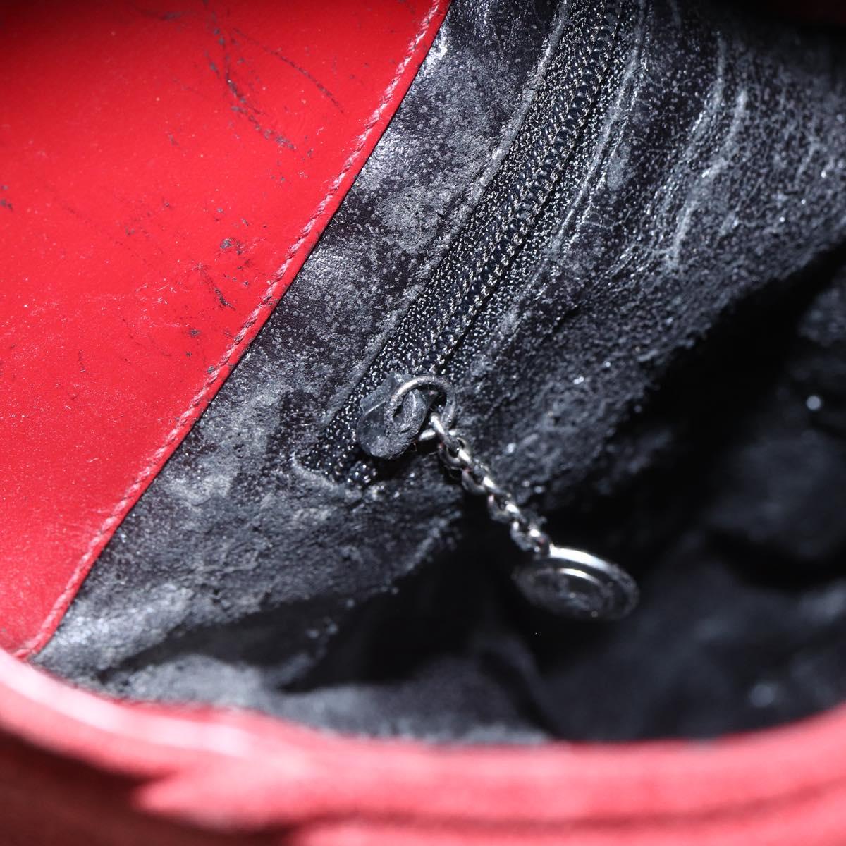 GUCCI Shoulder Bag Suede Red Silver Auth 154502