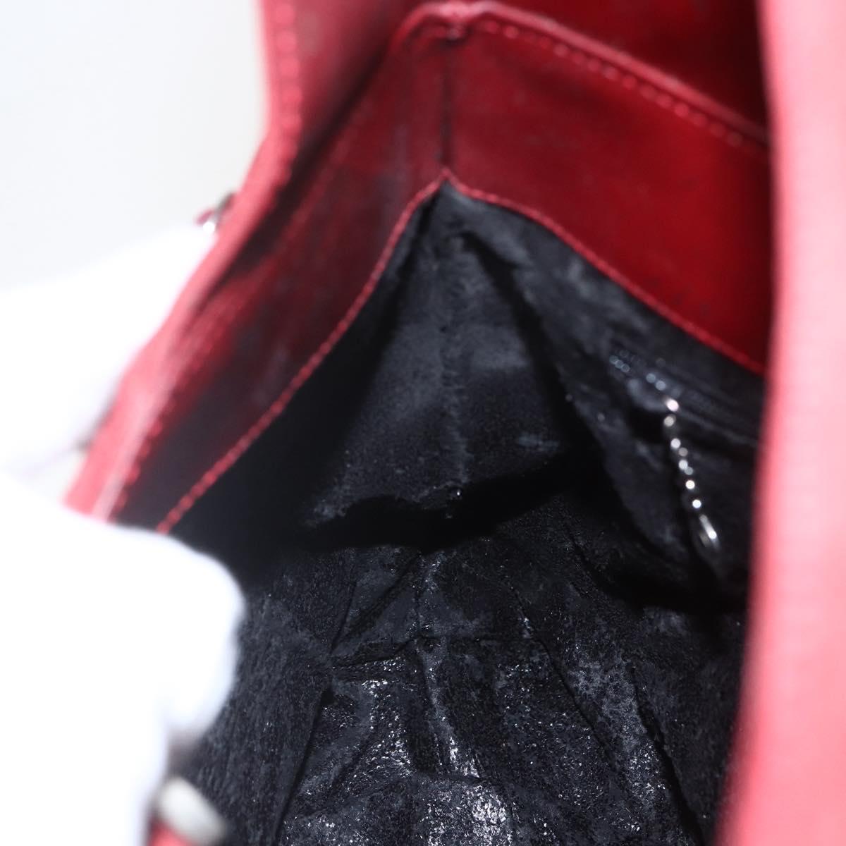 GUCCI Shoulder Bag Suede Red Silver Auth 154502