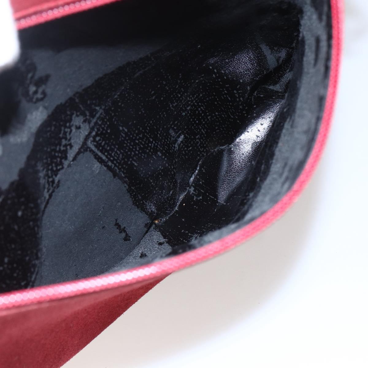 GUCCI Shoulder Bag Suede Red Silver Auth 154502