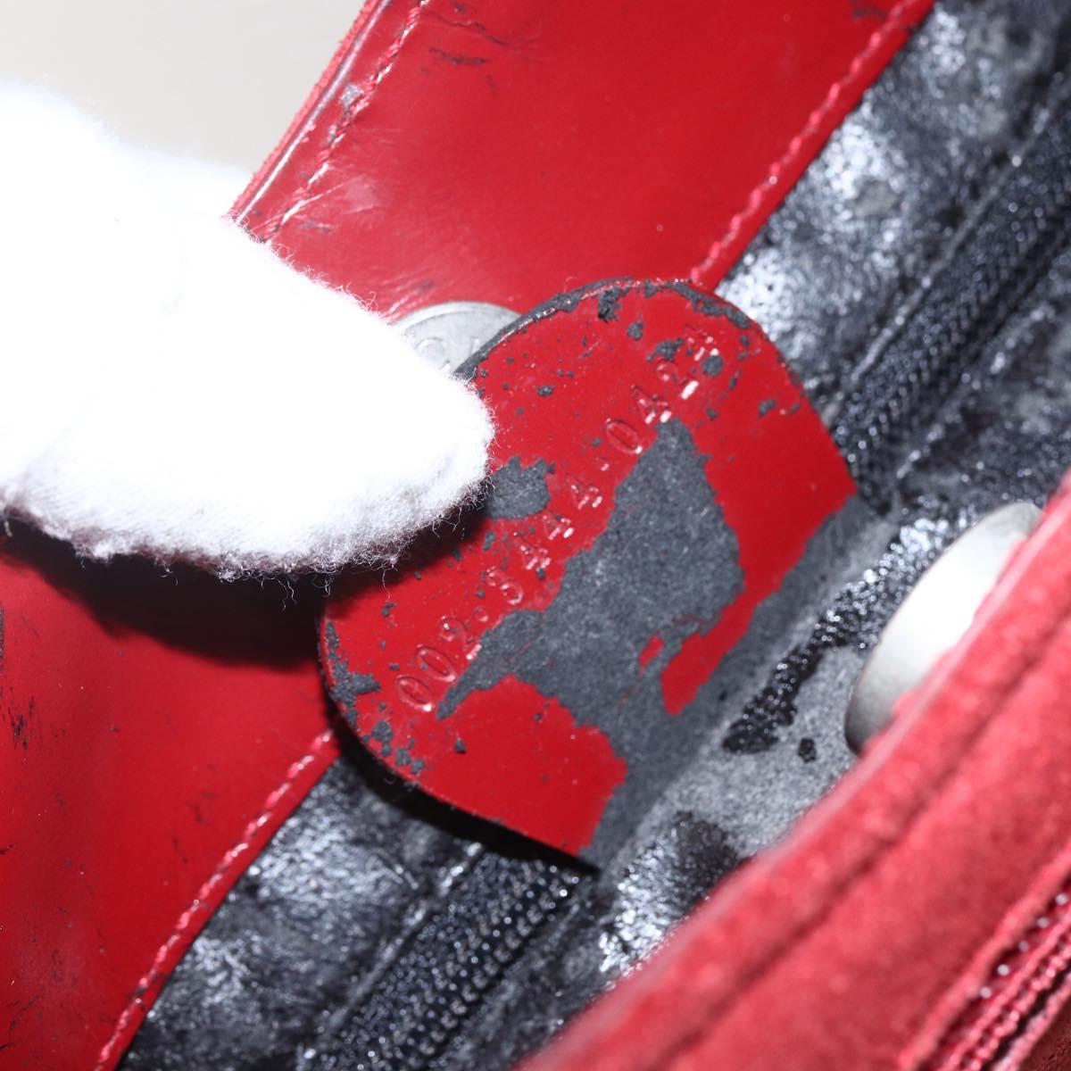 GUCCI Shoulder Bag Suede Red Silver Auth 154502