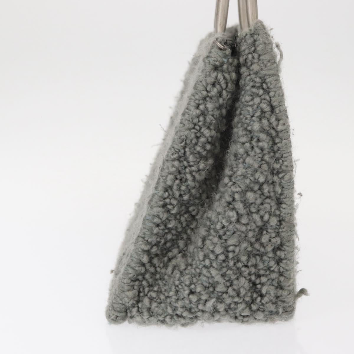Salvatore Ferragamo Hand Bag Wool Gray Silver Auth 154503