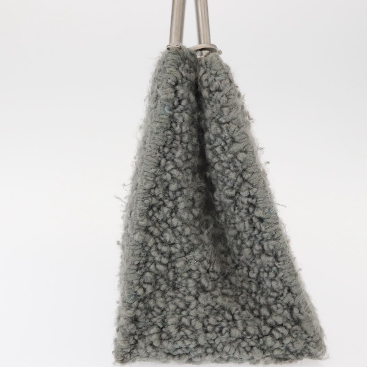 Salvatore Ferragamo Hand Bag Wool Gray Silver Auth 154503