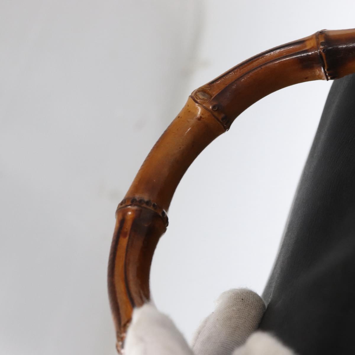 GUCCI Bamboo Backpack Leather Black Gold 003 2058 0016 Auth 154504