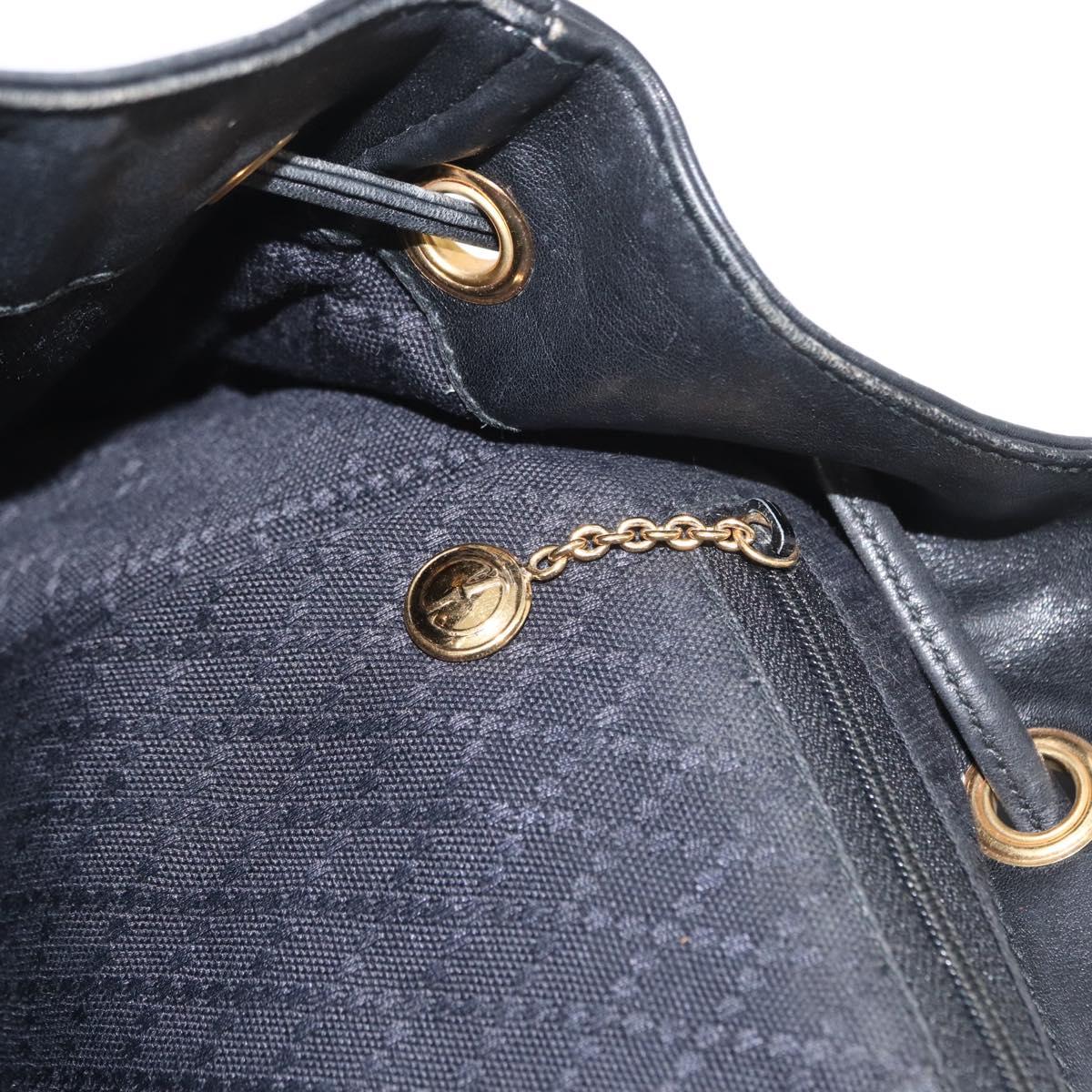 GUCCI Bamboo Backpack Leather Black Gold 003 2058 0016 Auth 154504