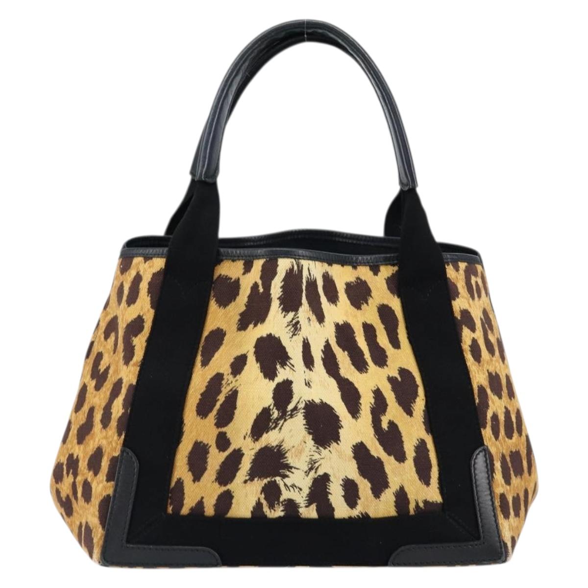 BALENCIAGA Cabas S Hand Bag Canvas Brown Silver 339933 Auth 154505