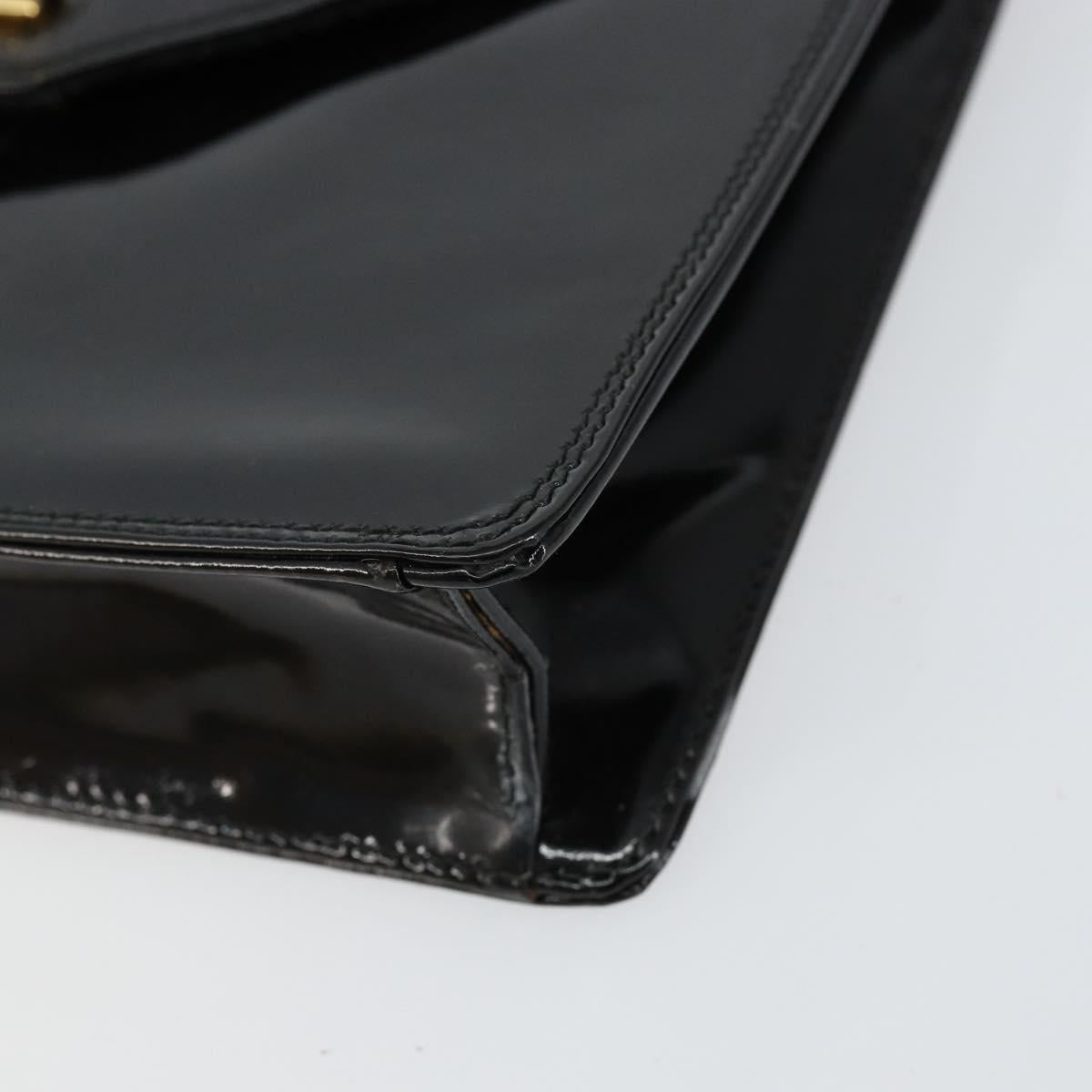 Salvatore Ferragamo Shoulder Bag Patent leather Black Gold Auth 154506