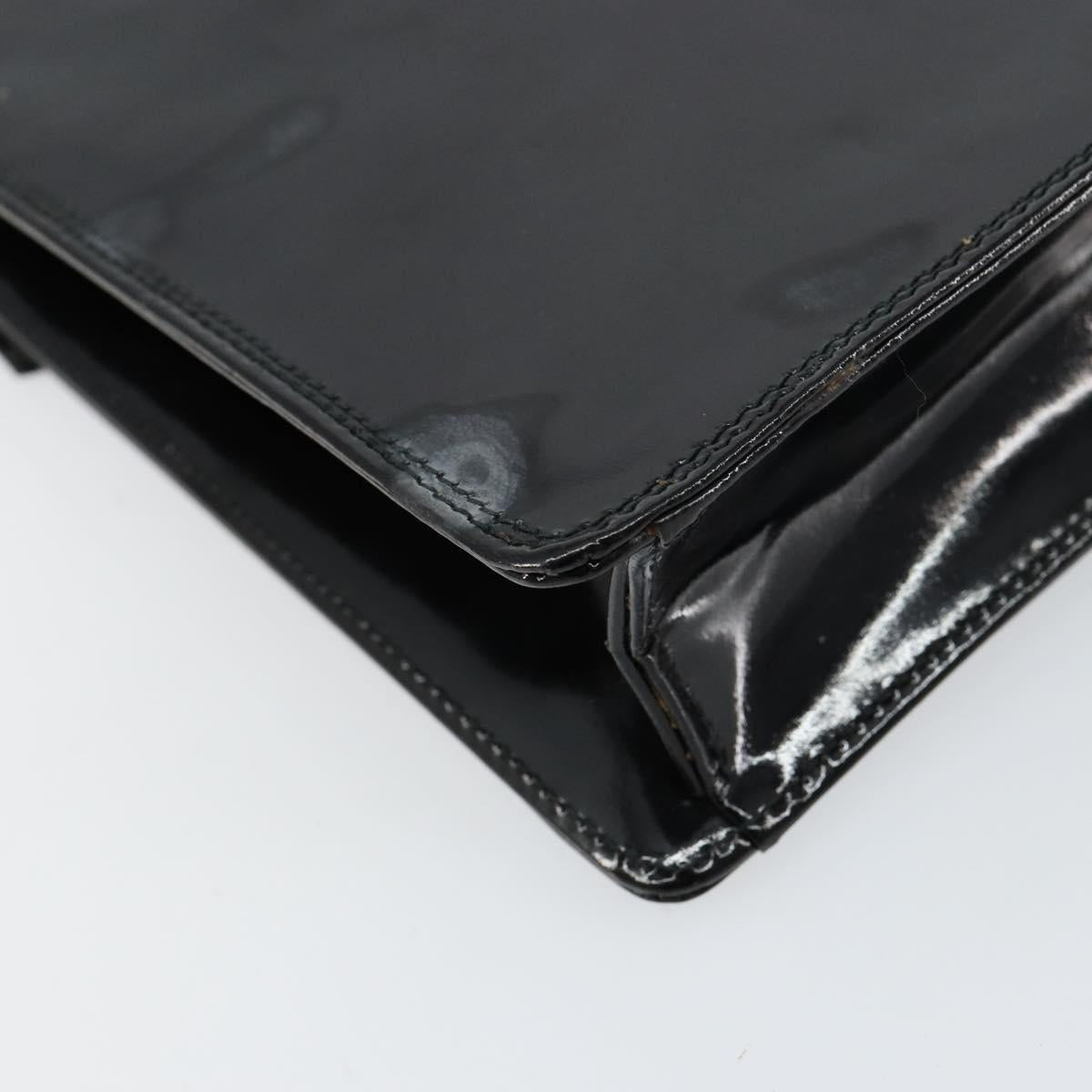 Salvatore Ferragamo Shoulder Bag Patent leather Black Gold Auth 154506