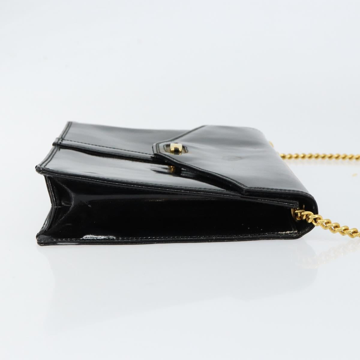 Salvatore Ferragamo Shoulder Bag Patent leather Black Gold Auth 154506