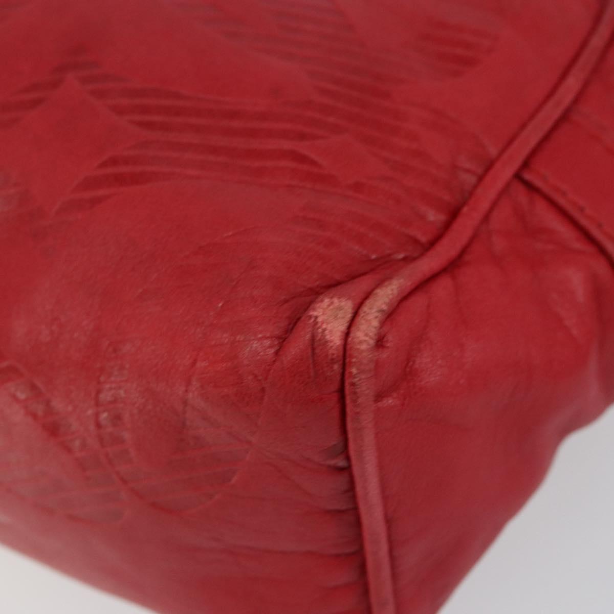 LOEWE Anagram Shoulder Bag Leather Red Gold Auth 154507