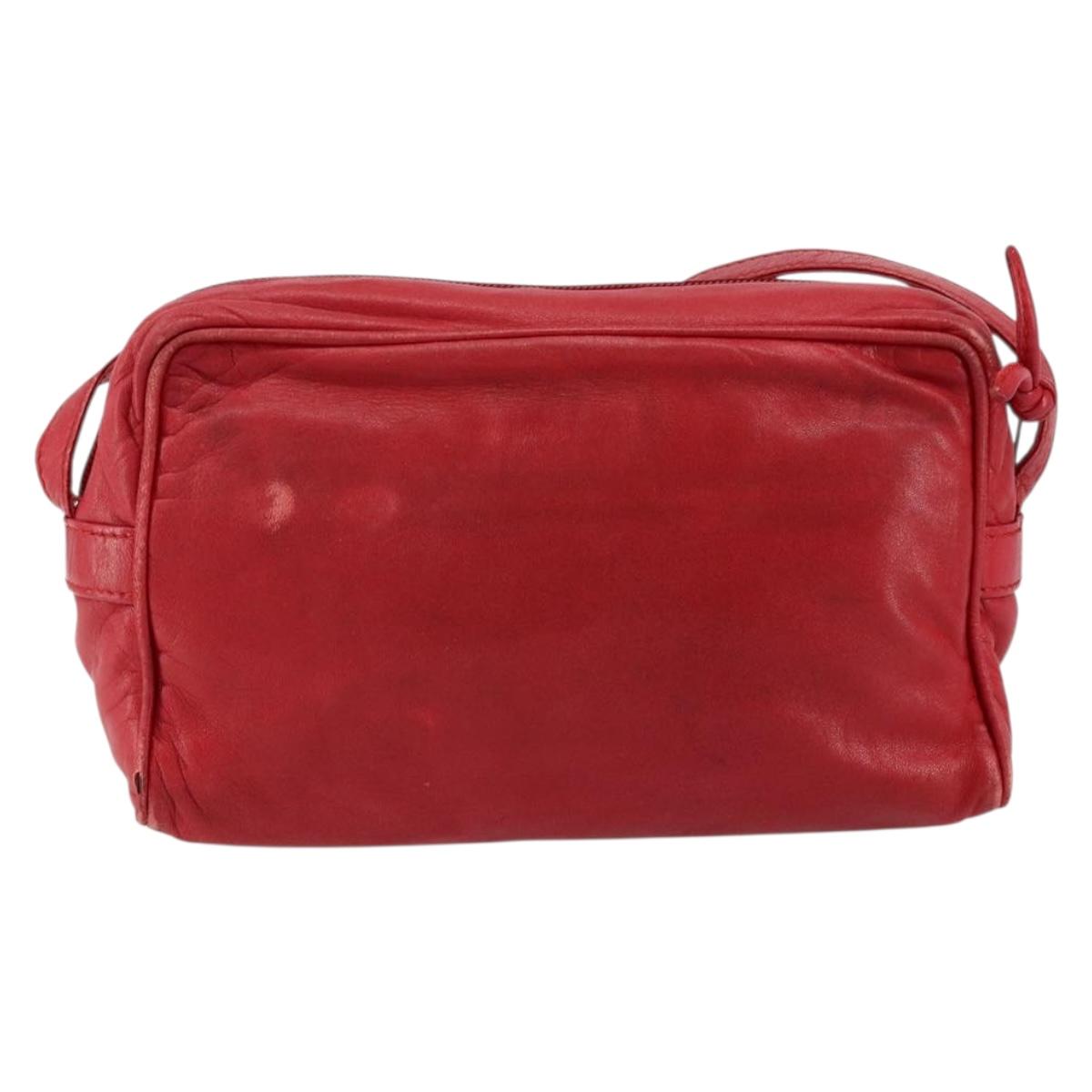 LOEWE Anagram Shoulder Bag Leather Red Gold Auth 154507