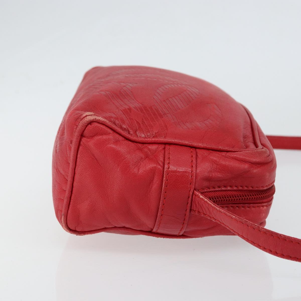 LOEWE Anagram Shoulder Bag Leather Red Gold Auth 154507