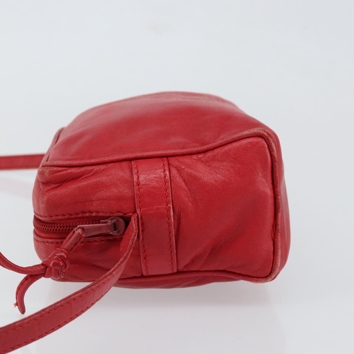 LOEWE Anagram Shoulder Bag Leather Red Gold Auth 154507