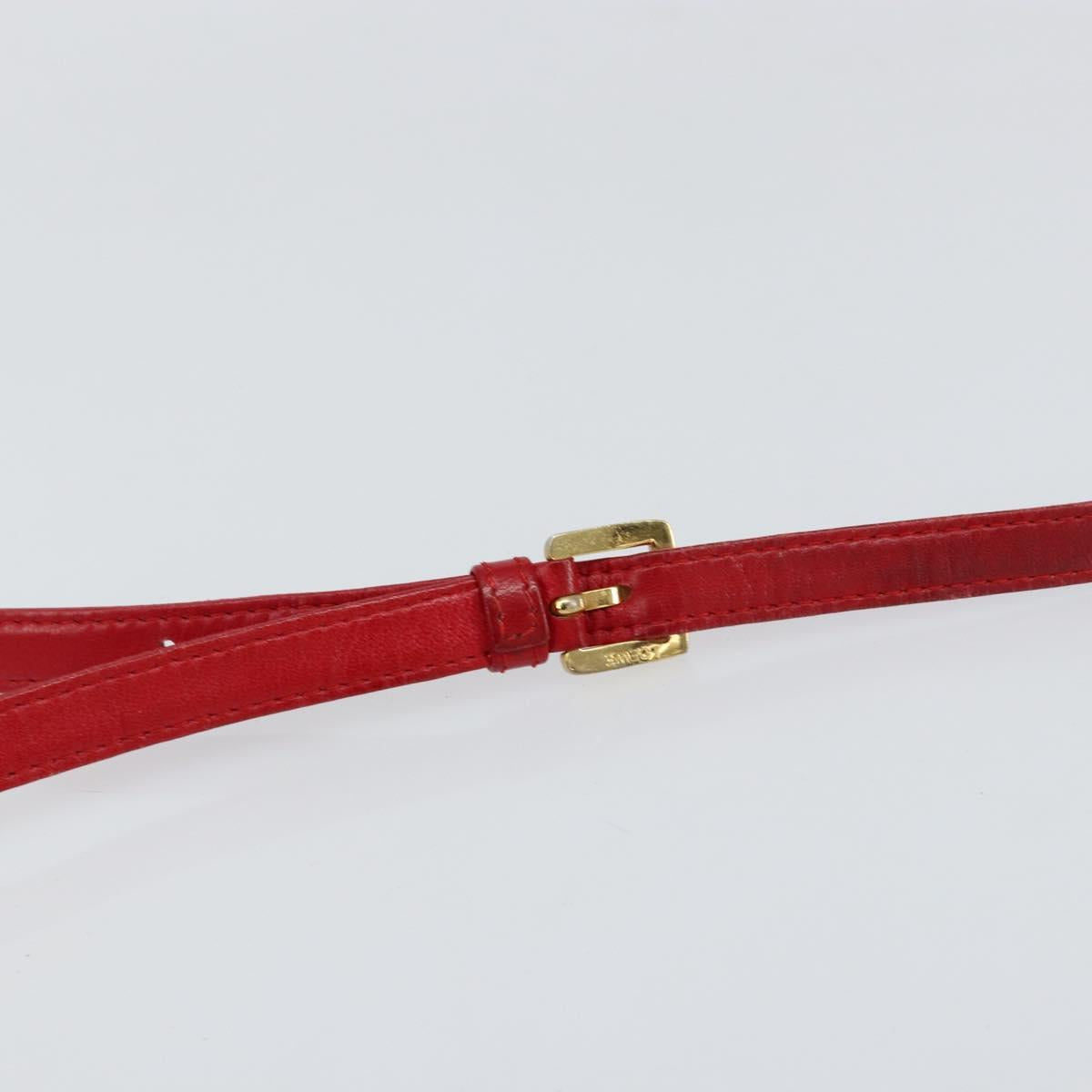 LOEWE Anagram Shoulder Bag Leather Red Gold Auth 154507