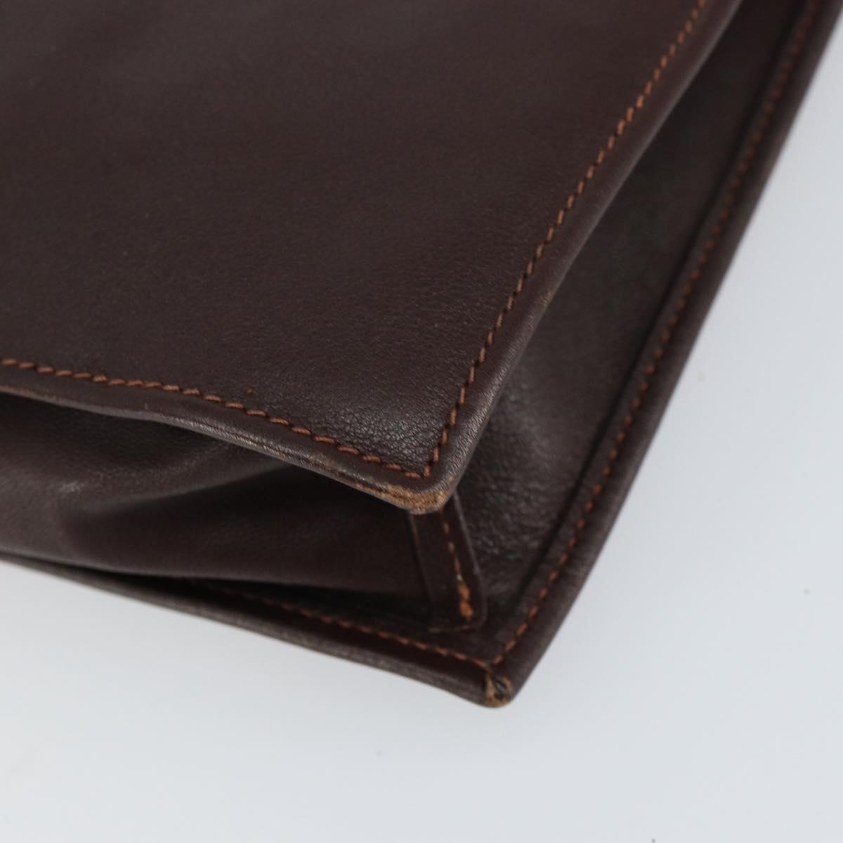 CELINE Clutch Bag Leather Brown Gold Auth 154509