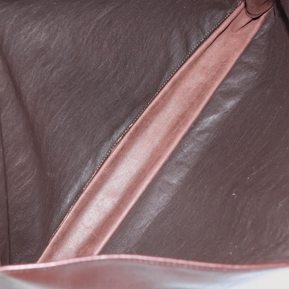 CELINE Clutch Bag Leather Brown Gold Auth 154509