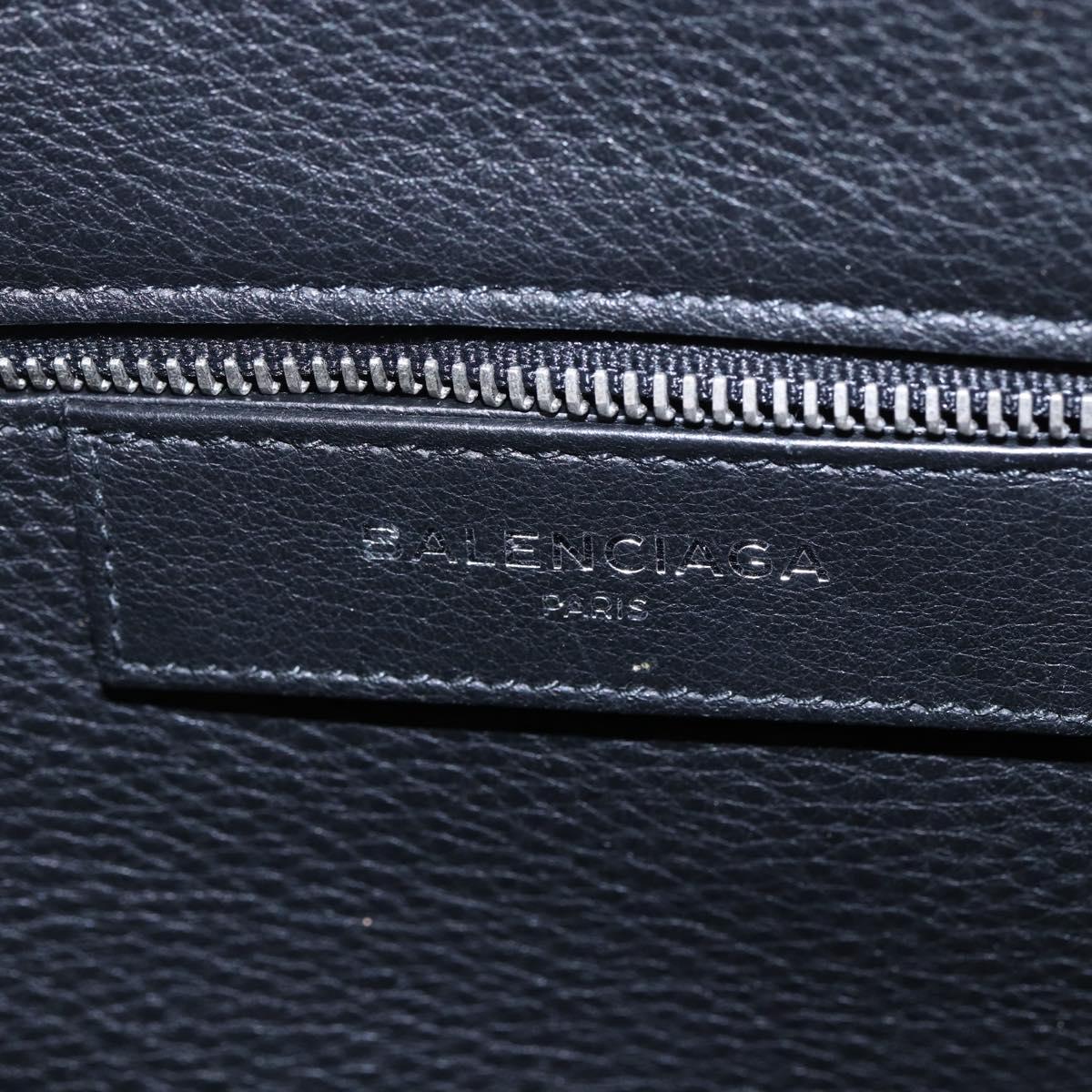 BALENCIAGA Tote Bag Leather Black Silver Auth 154511