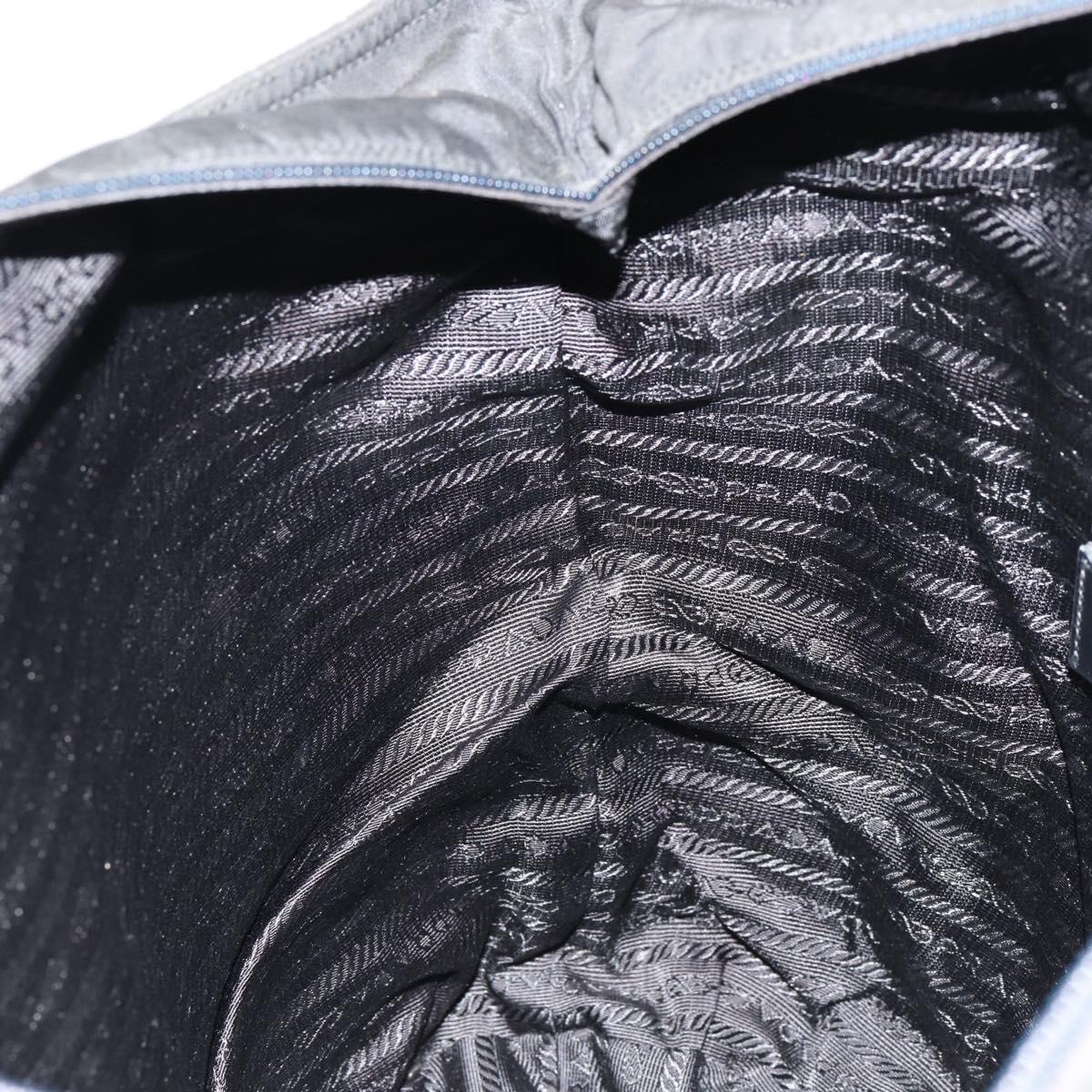 PRADA Hand Bag Nylon Black Silver Auth 154512