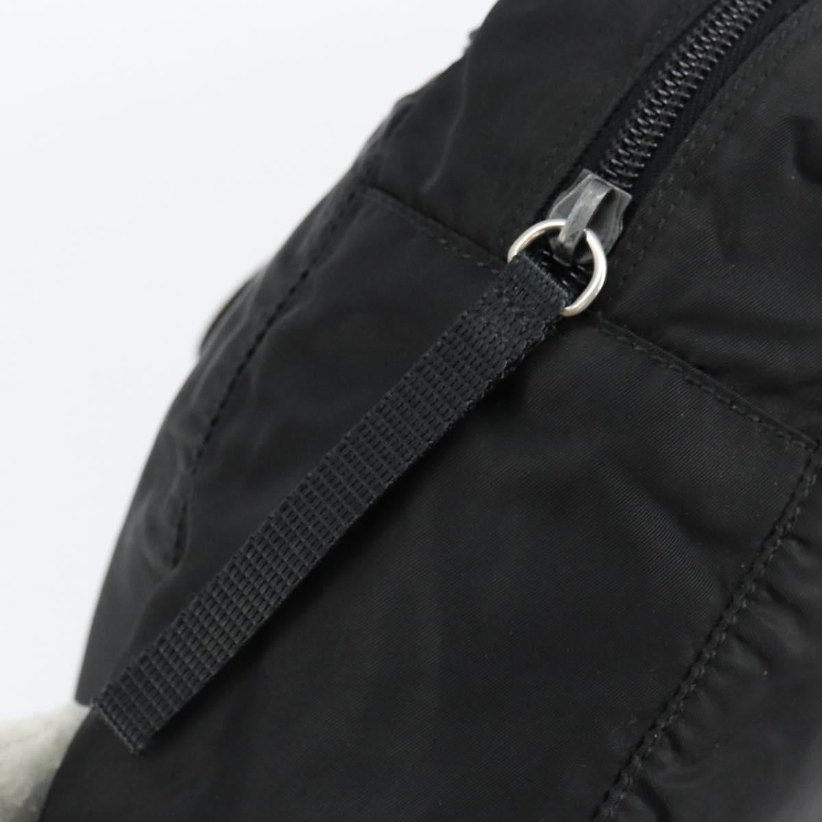 PRADA Hand Bag Nylon Black Silver Auth 154513
