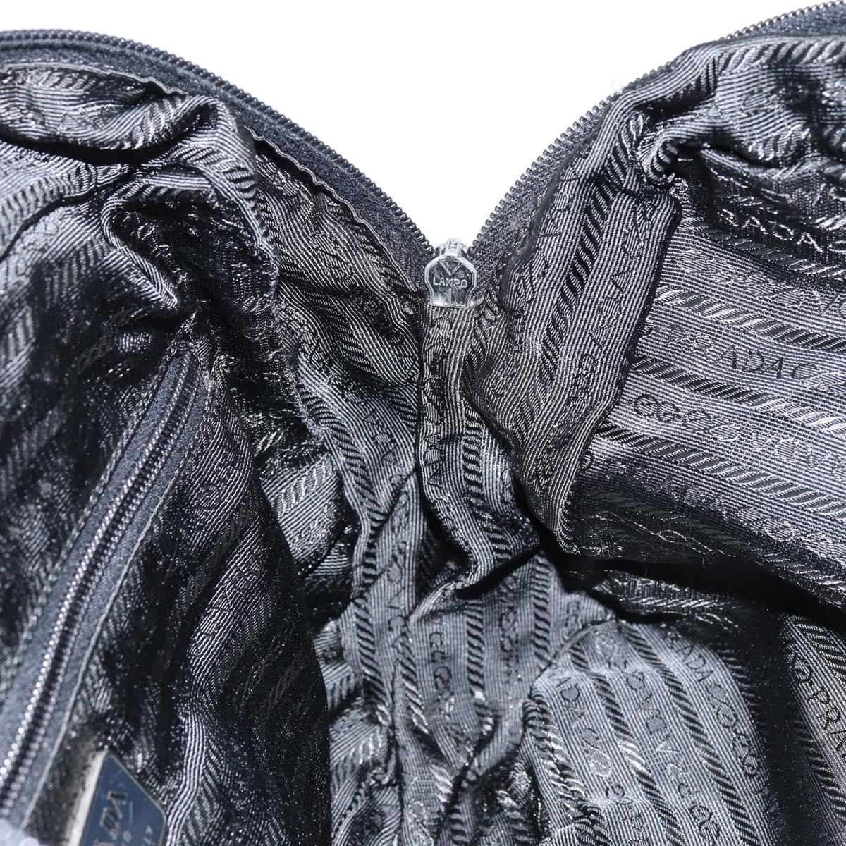 PRADA Hand Bag Nylon Black Silver Auth 154513