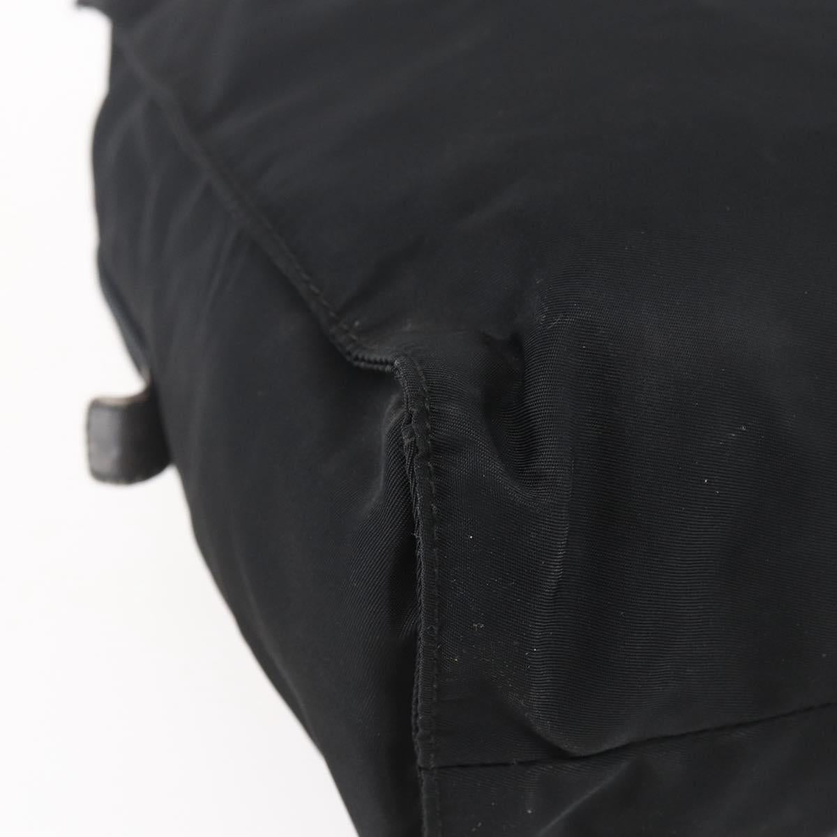 PRADA Hand Bag Nylon Black Silver Auth 154514