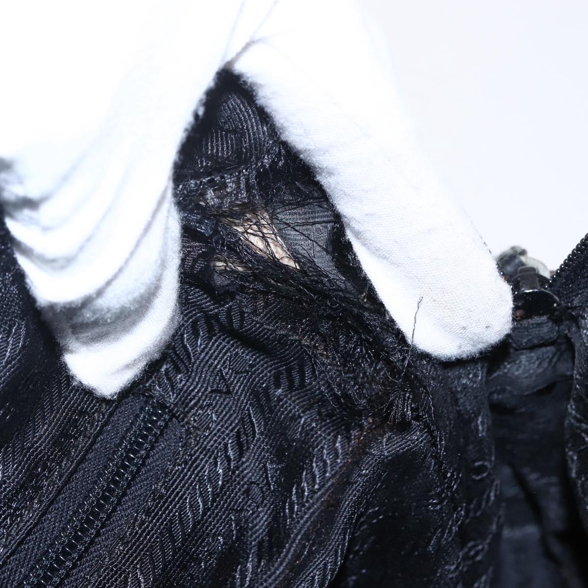 PRADA Hand Bag Nylon Black Silver Auth 154514