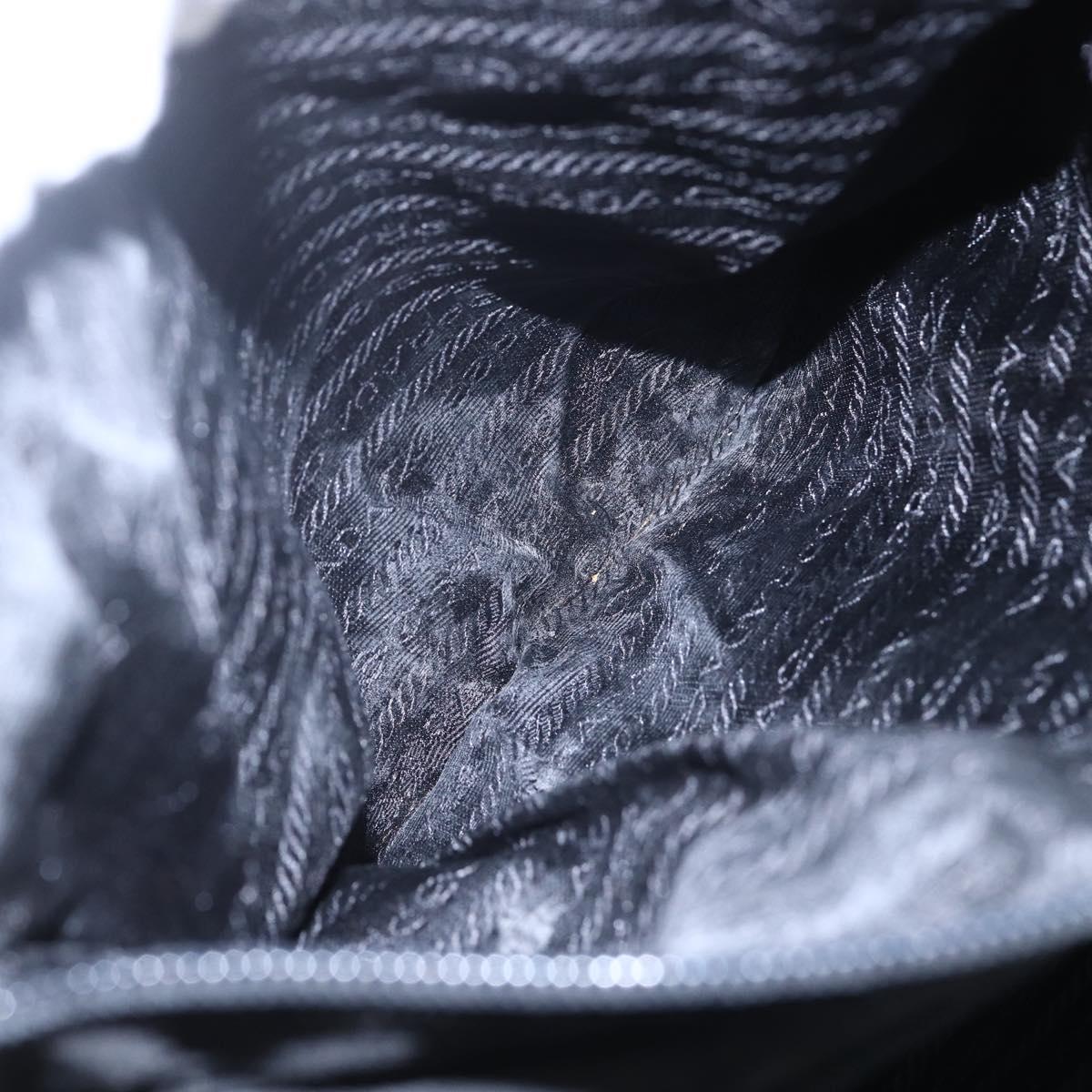 PRADA Hand Bag Nylon Black Silver Auth 154514