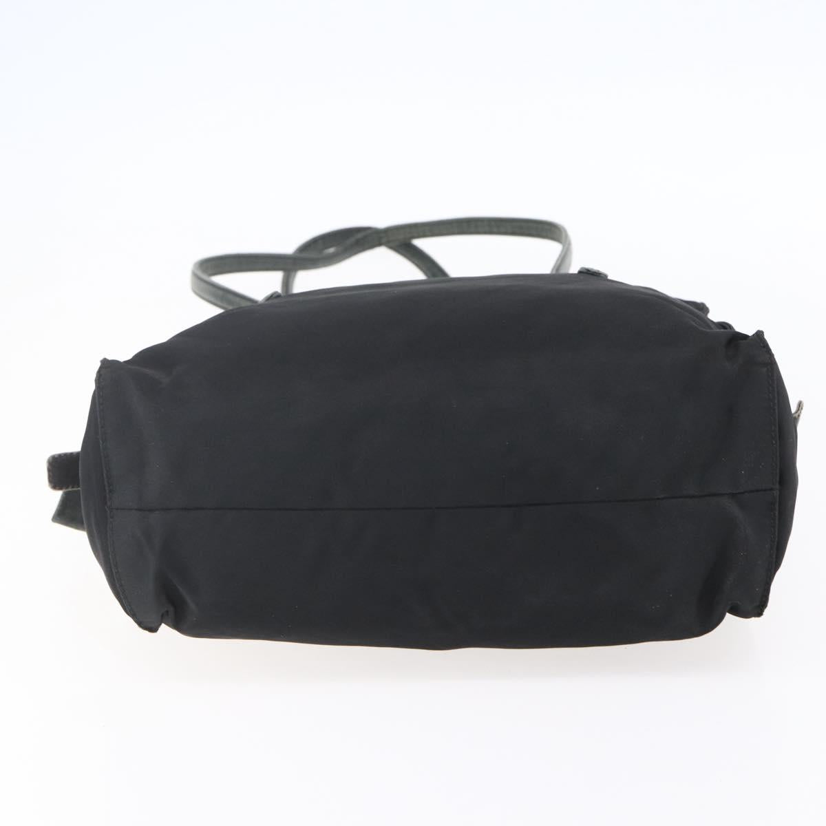 PRADA Hand Bag Nylon Black Silver Auth 154514