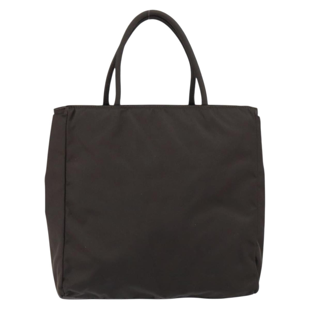 PRADA Hand Bag Nylon Brown Silver Auth 154516
