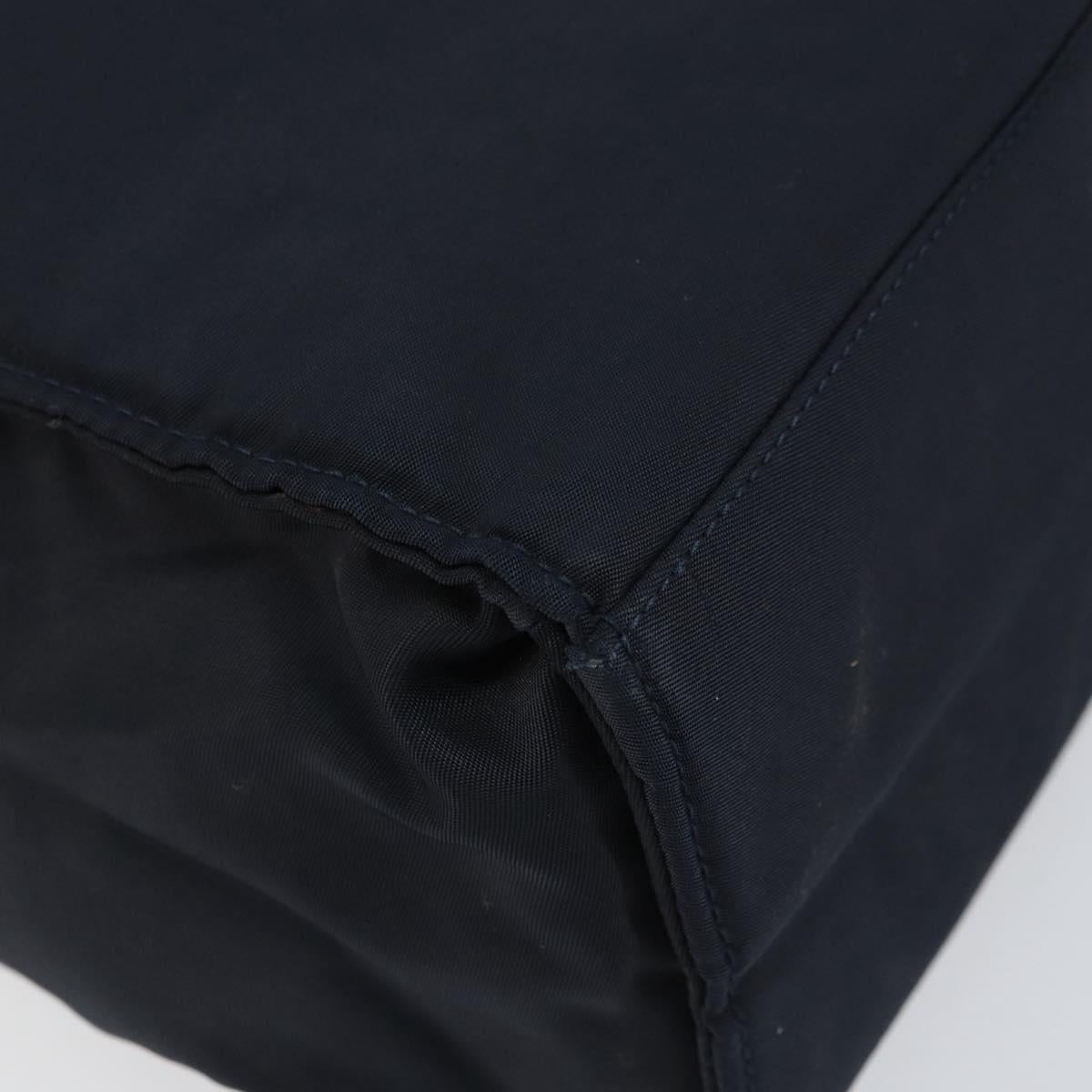 PRADA Hand Bag Nylon Navy Gold Auth 154517