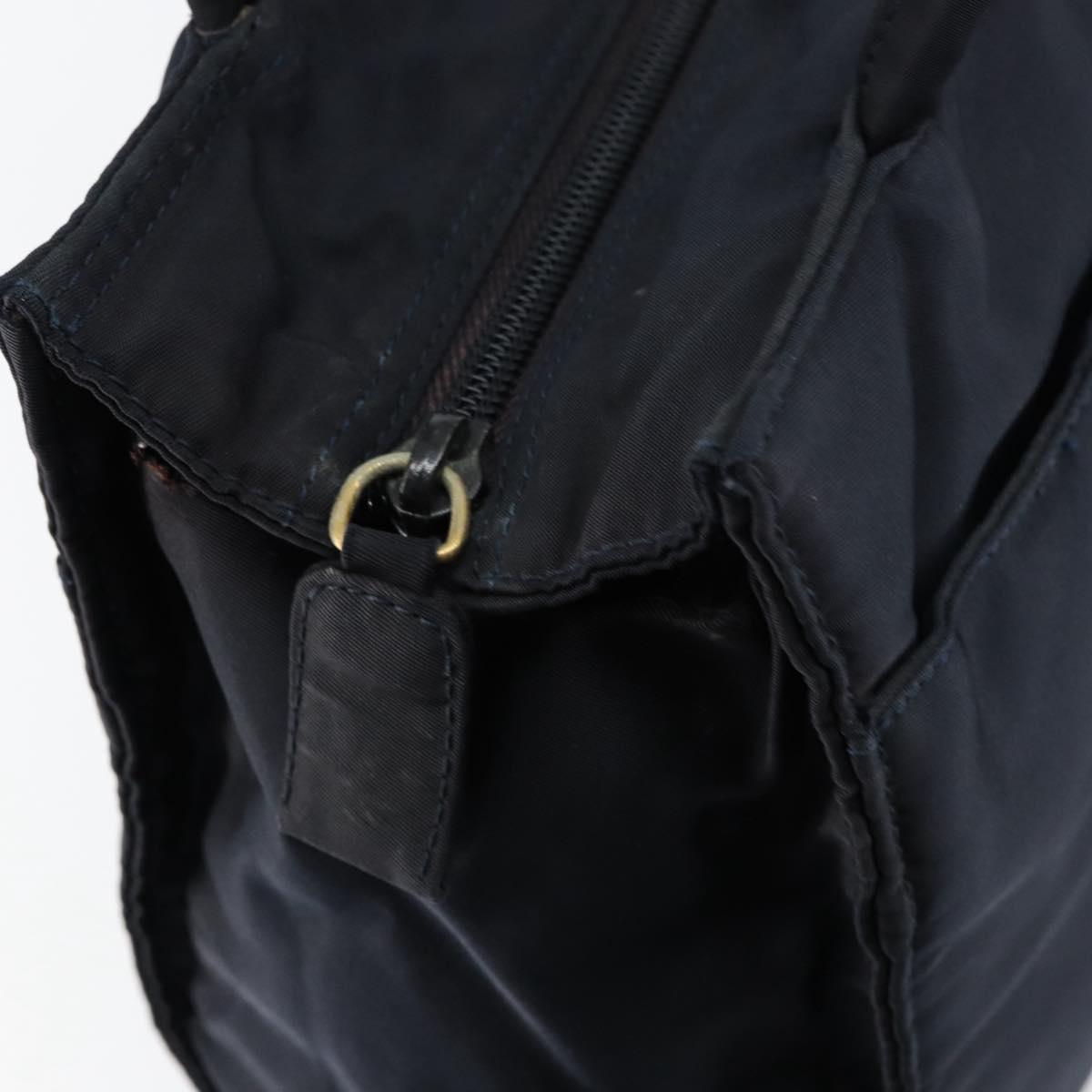 PRADA Hand Bag Nylon Navy Gold Auth 154517