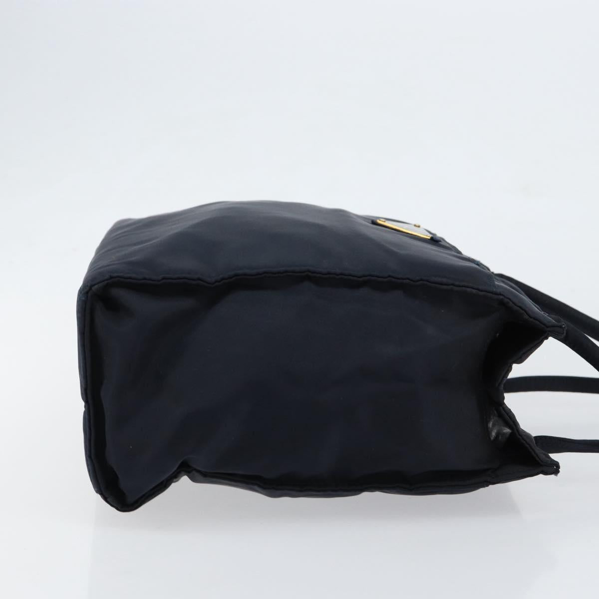 PRADA Hand Bag Nylon Navy Gold Auth 154517