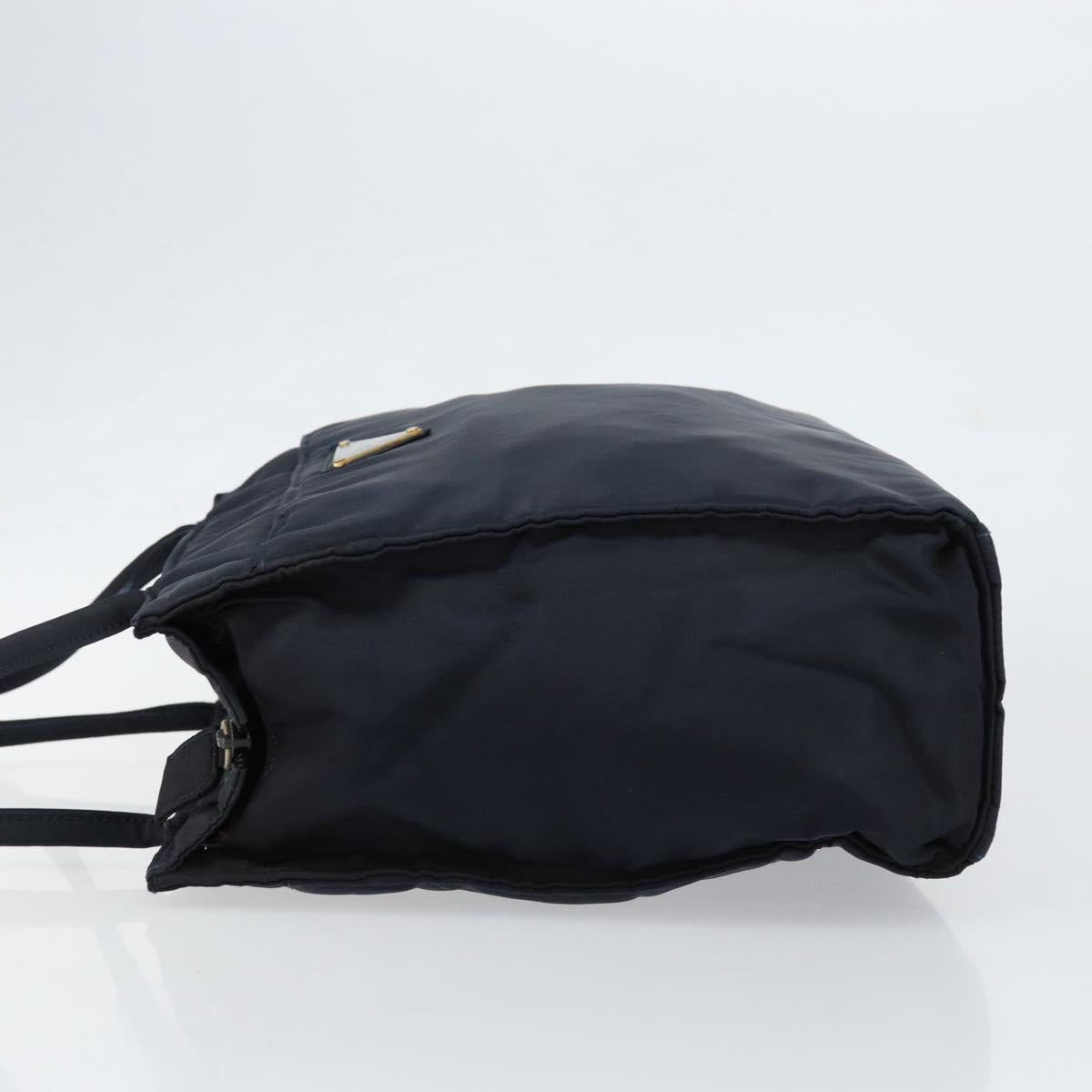 PRADA Hand Bag Nylon Navy Gold Auth 154517
