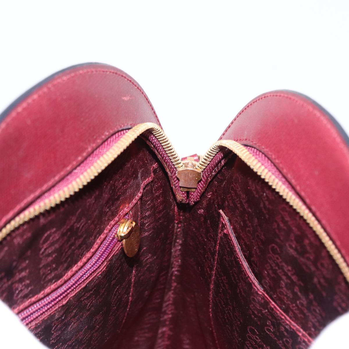 CARTIER Must Line Hand Bag Leather Bordeaux Gold Auth 154519