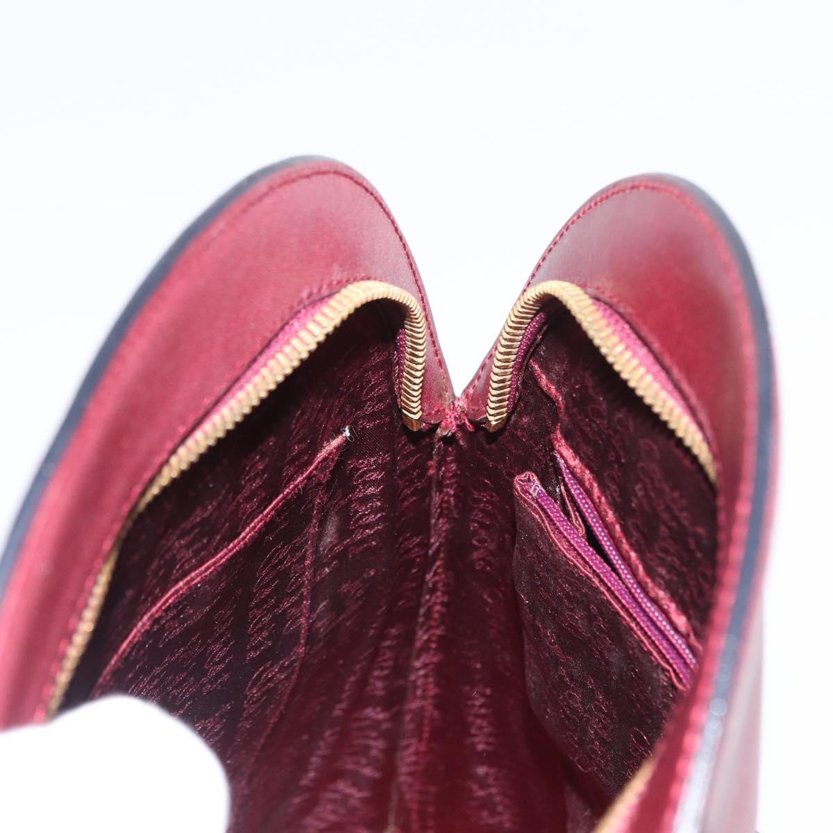 CARTIER Must Line Hand Bag Leather Bordeaux Gold Auth 154519