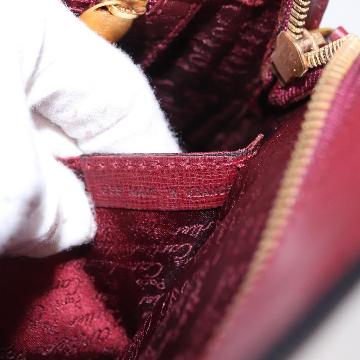 CARTIER Must Line Hand Bag Leather Bordeaux Gold Auth 154519