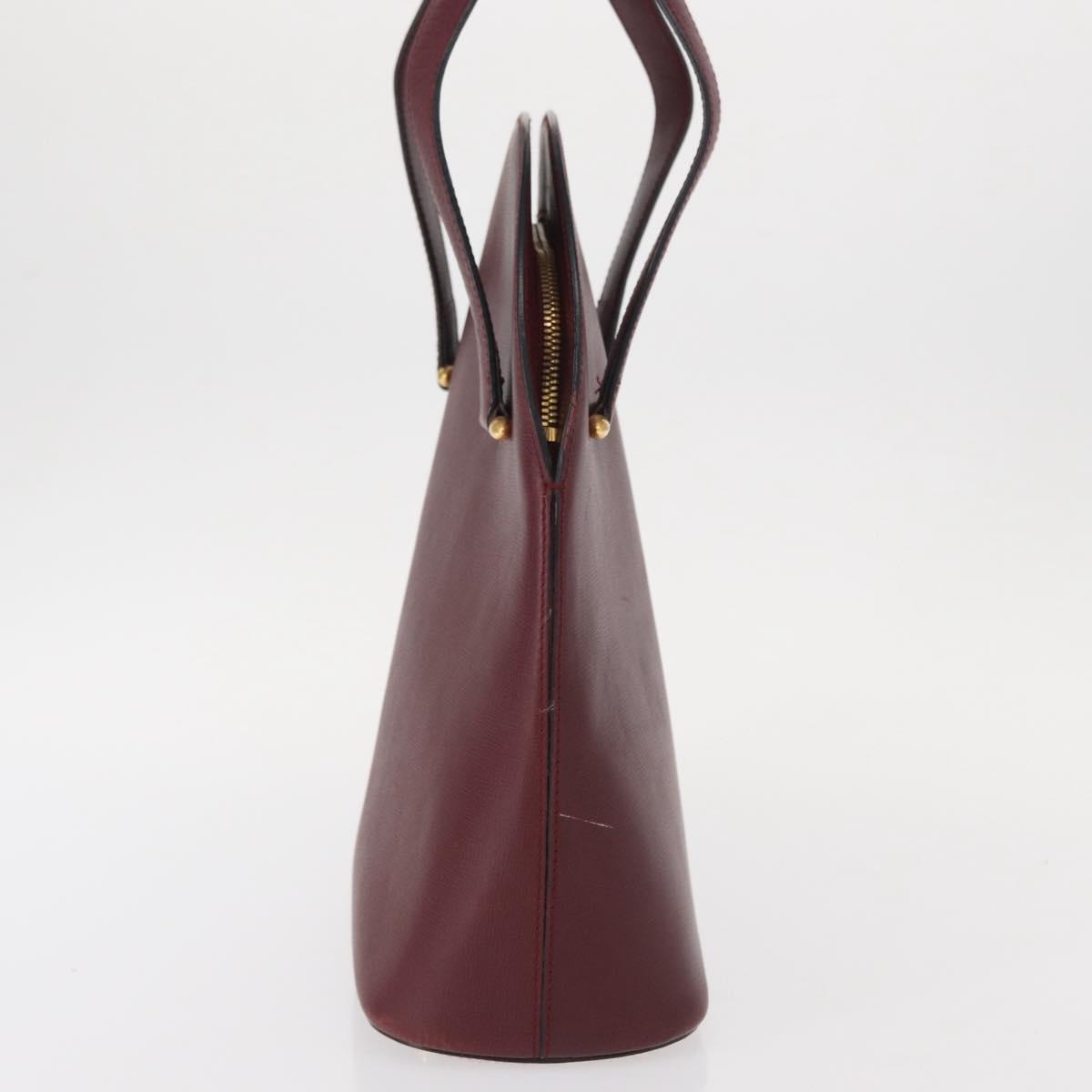 CARTIER Must Line Hand Bag Leather Bordeaux Gold Auth 154519