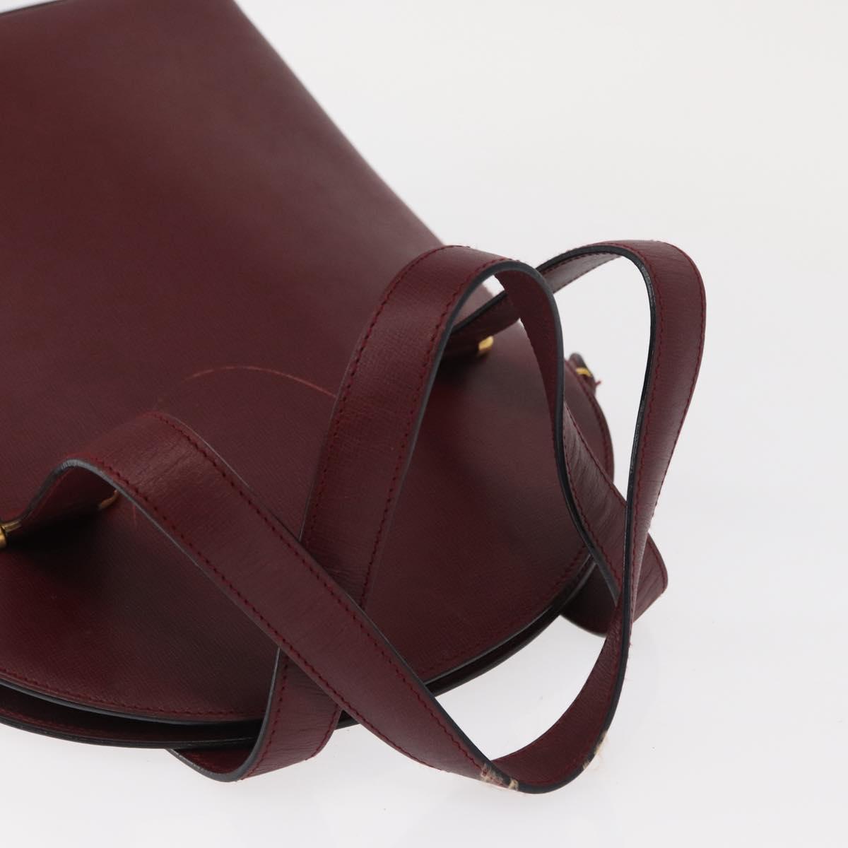 CARTIER Must Line Hand Bag Leather Bordeaux Gold Auth 154519