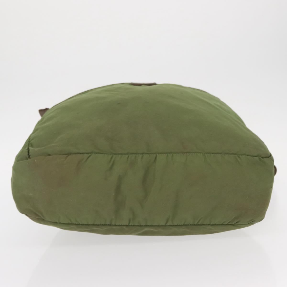 PRADA Shoulder Bag Nylon Green Silver Auth 154521