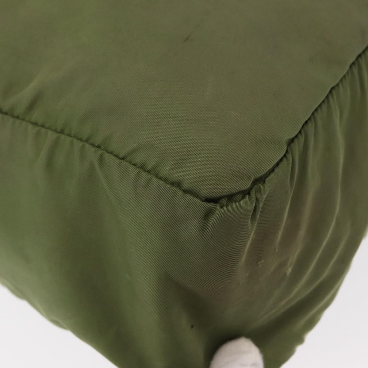 PRADA Shoulder Bag Nylon Green Silver Auth 154521