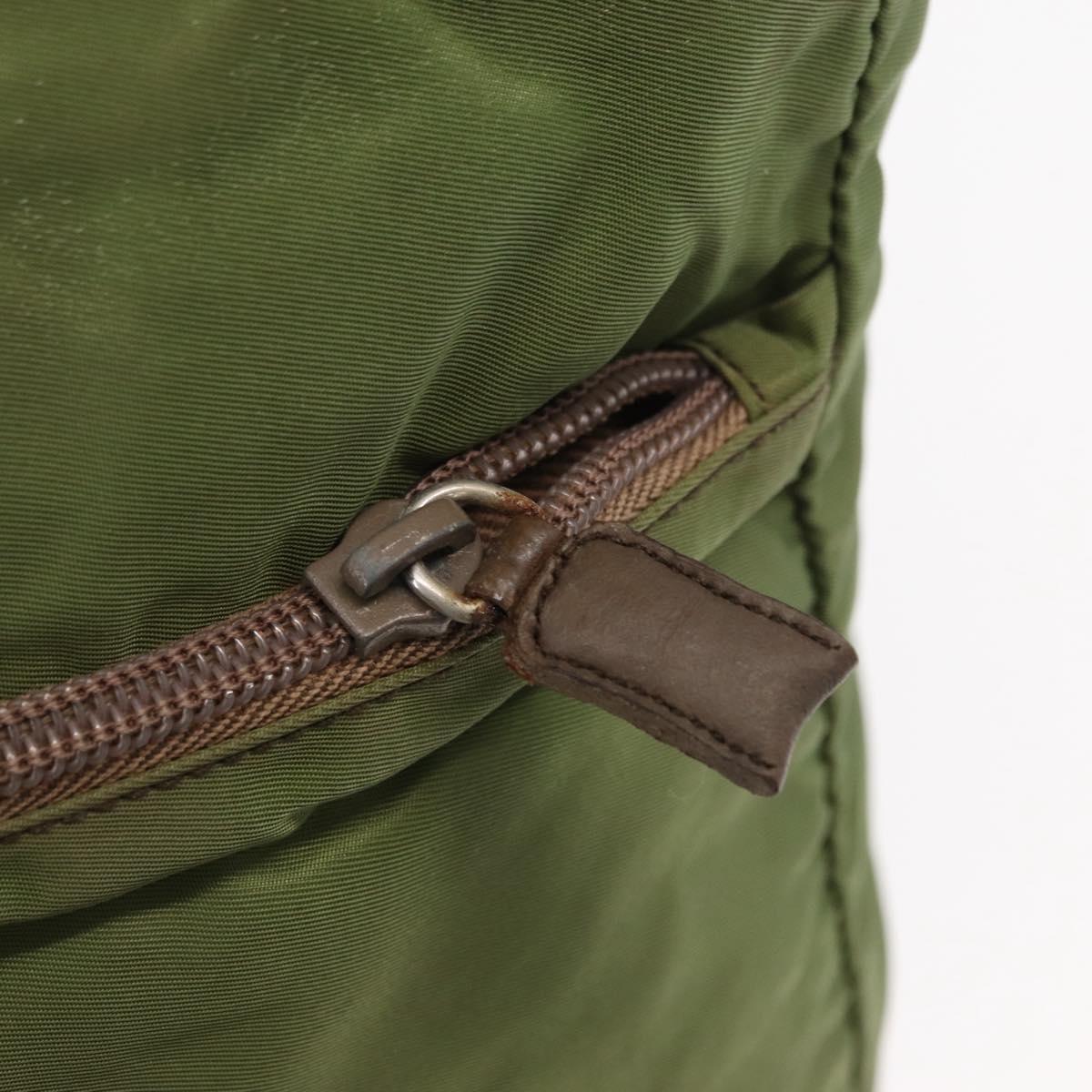 PRADA Shoulder Bag Nylon Green Silver Auth 154521