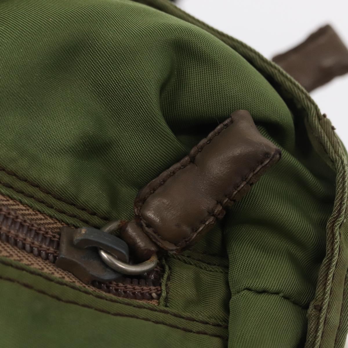 PRADA Shoulder Bag Nylon Green Silver Auth 154521