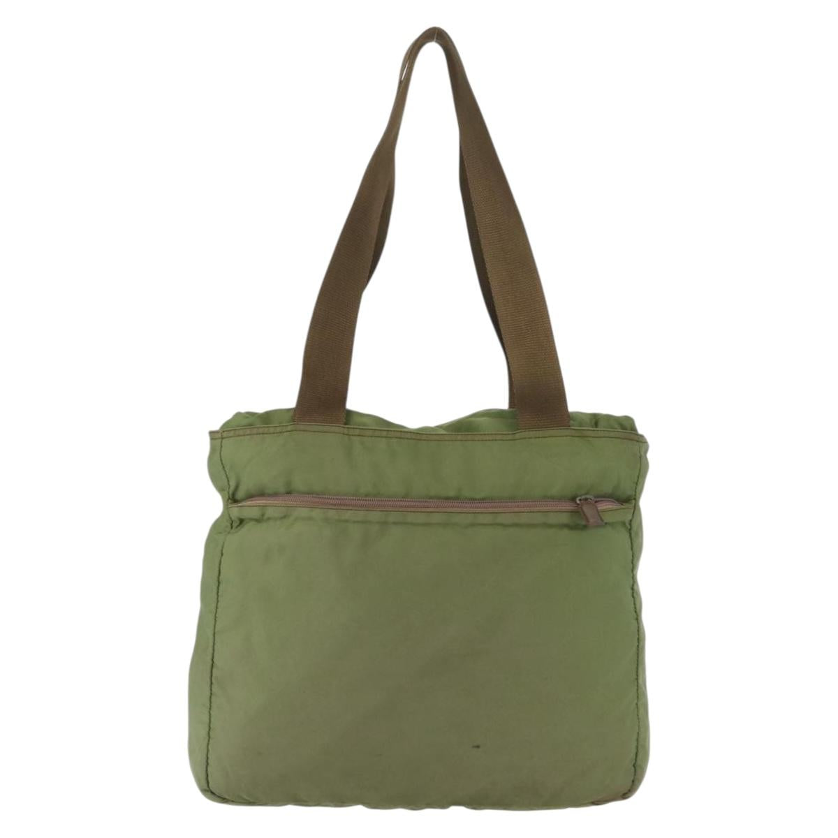 PRADA Shoulder Bag Nylon Green Silver Auth 154521