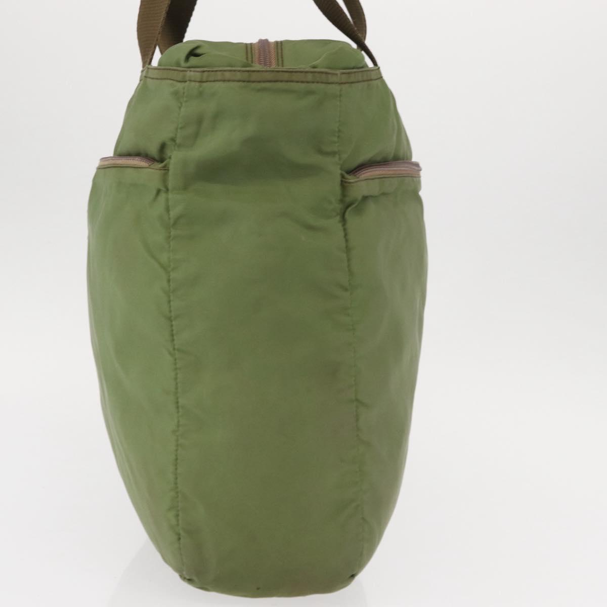 PRADA Shoulder Bag Nylon Green Silver Auth 154521