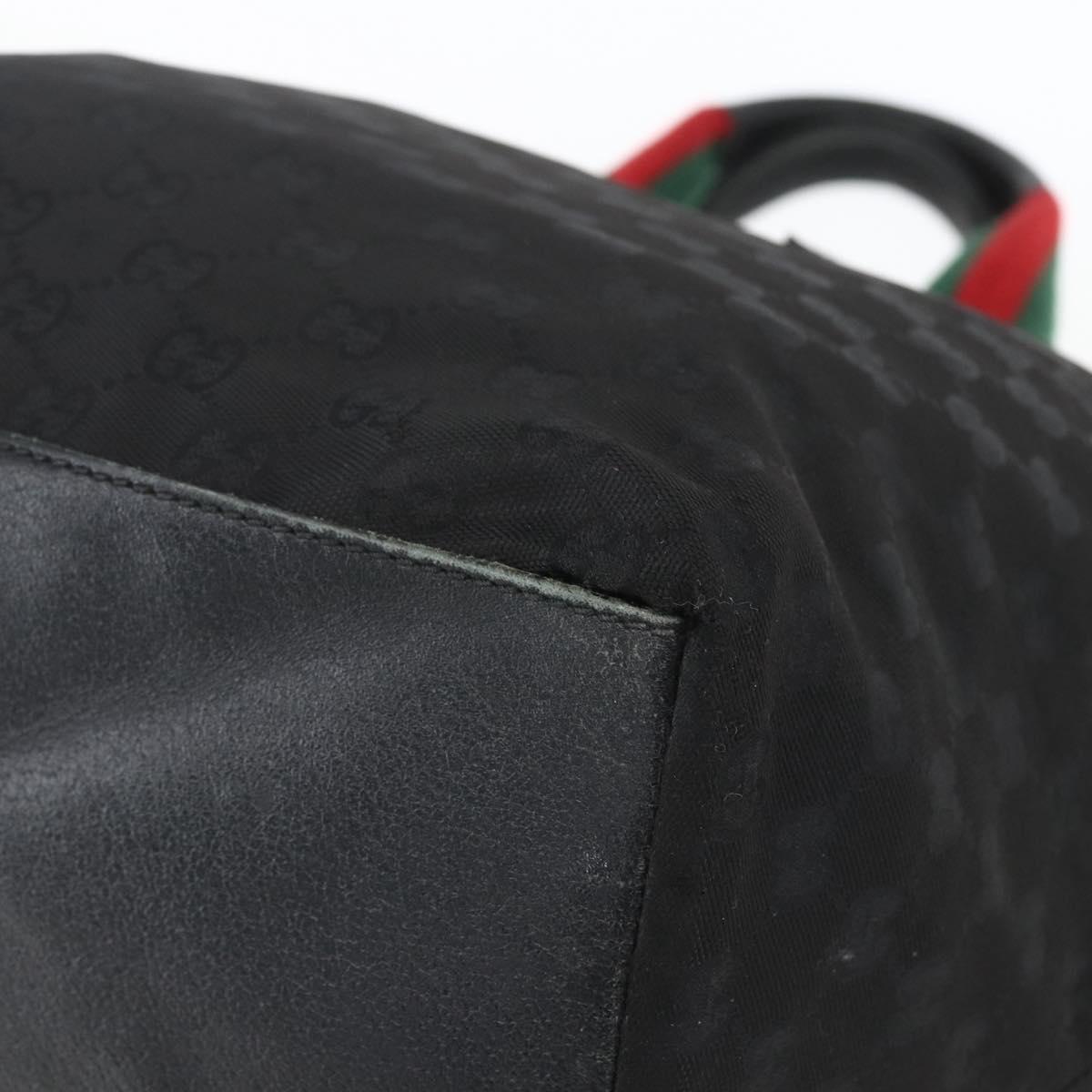 GUCCI GG Canvas Web Sherry Line Tote Bag Black Silver 131231 Auth 154522