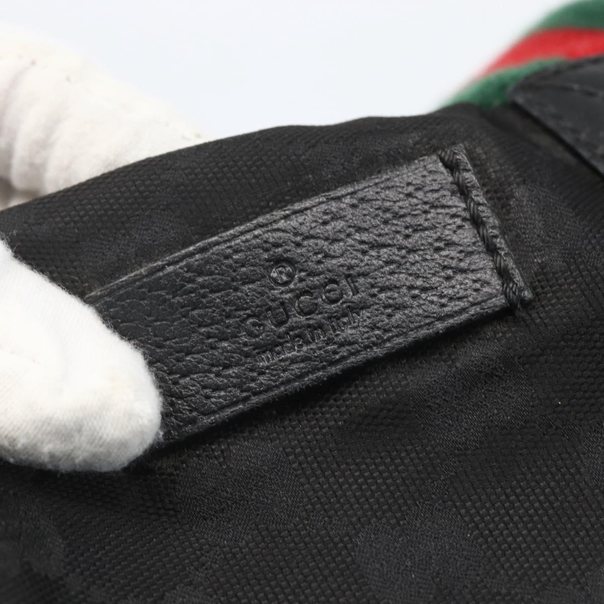 GUCCI GG Canvas Web Sherry Line Tote Bag Black Silver 131231 Auth 154522