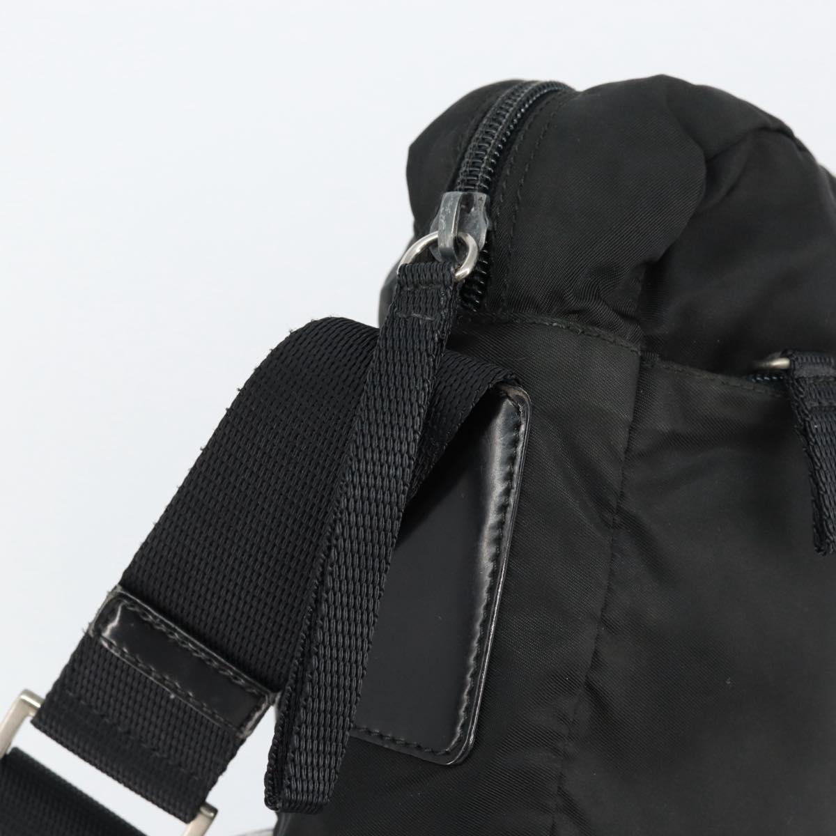 PRADA Shoulder Bag Nylon Black Silver Auth 154523