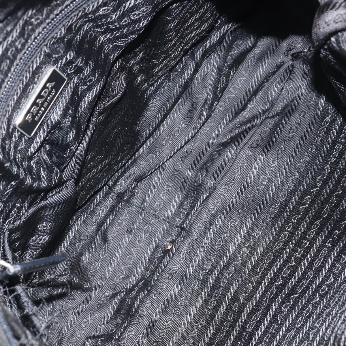 PRADA Shoulder Bag Nylon Black Silver Auth 154523